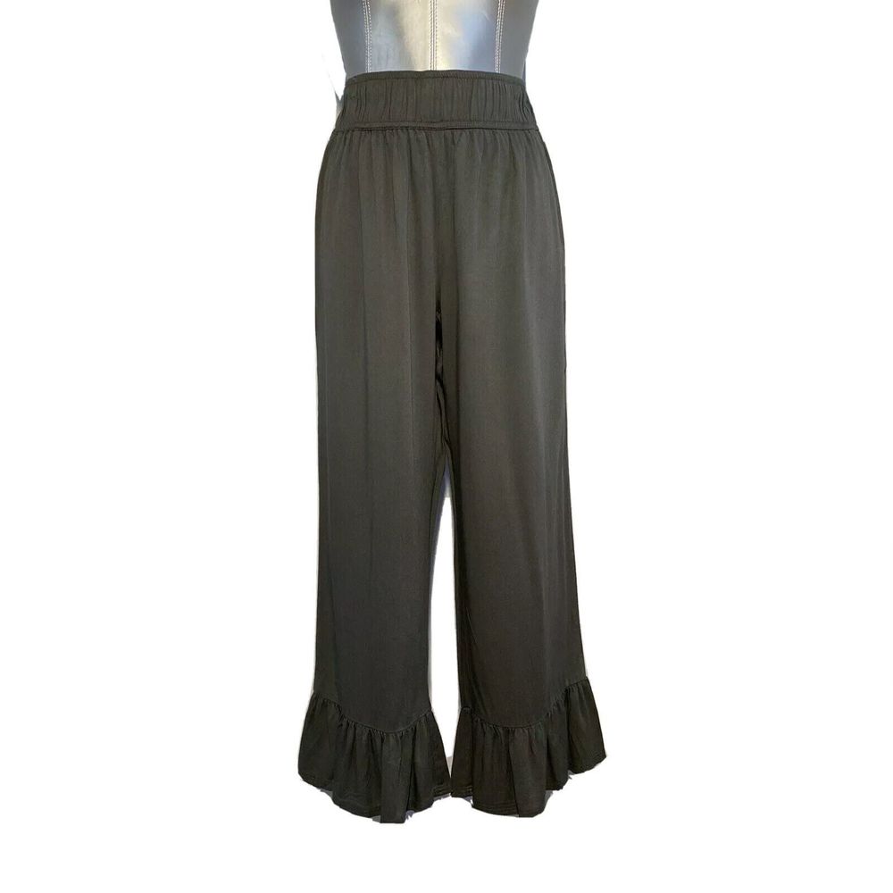 NEW Womens Big Ruffle Pants Gray 6‎ ATTYRE New York Flare Pull On Comfy Casual M
